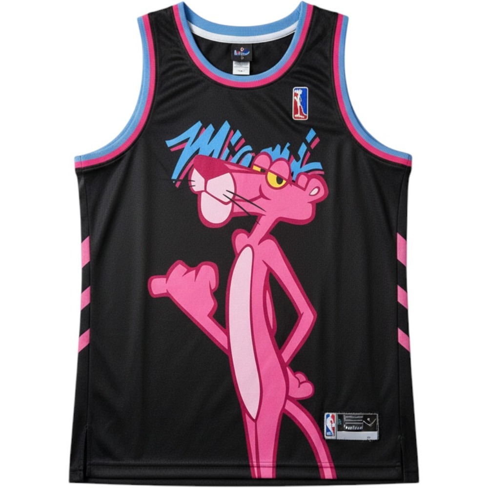 Pink Panther Miami Vice Basketball Jersey Black Pink Blue Stitched Number 3 S